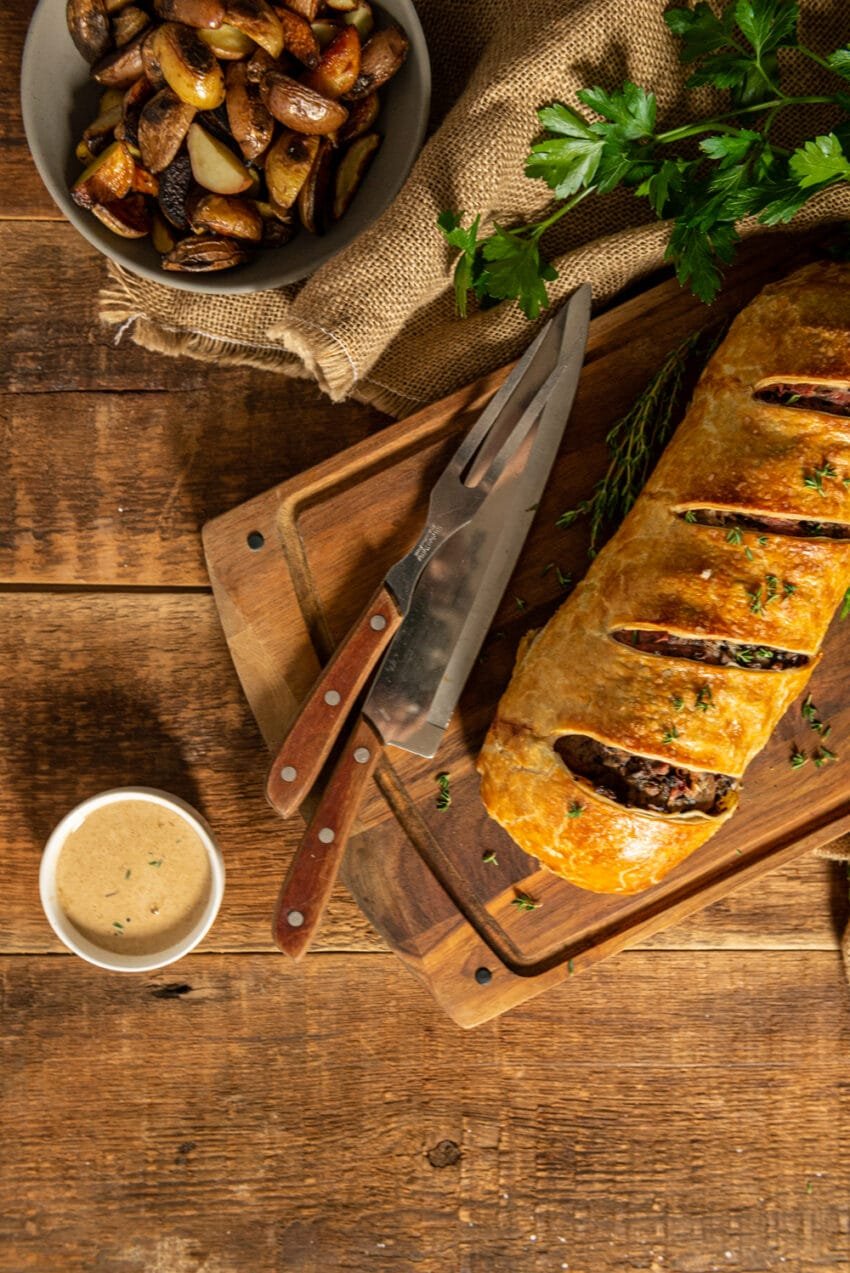 Beef Wellington with Creole Mushroom Mix